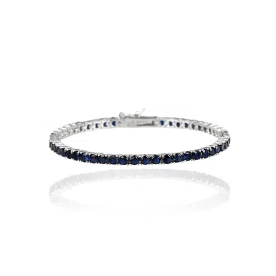 Ep Designs Women's Silver Blue Stone Tennis Bracelet