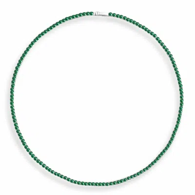 Ep Designs Women's Silver Emerald Green Tennis Necklace