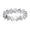 Ep Designs Women's Silver Heart Eternity Band  Moissanite Ring In Silver