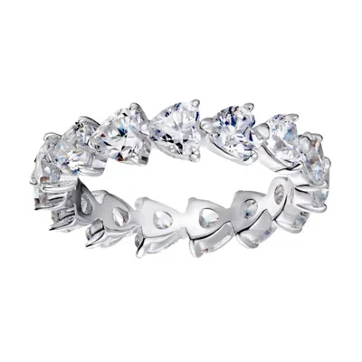 Ep Designs Women's Silver Heart Eternity Band  Moissanite Ring