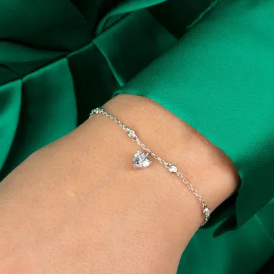 Ep Designs Women's Silver Heart Mini Bracelet