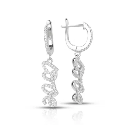 Ep Designs Women's Silver Love Drop Earring
