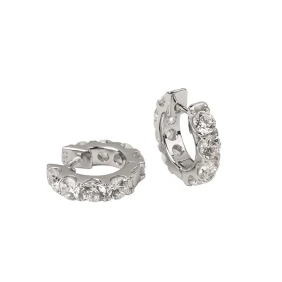 Ep Designs Women's Silver Moissanite Huggie Hoops Earring