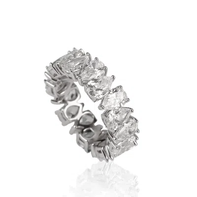 Ep Designs Women's Silver Pear Cut Eternity Band Moissanite Ring