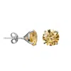 Ep Designs Women's Silver Round Cut Yellow Topaz Stud Earring