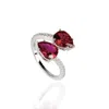 Ep Designs Women's Silver Ruby Drop Cut Ring In Silver