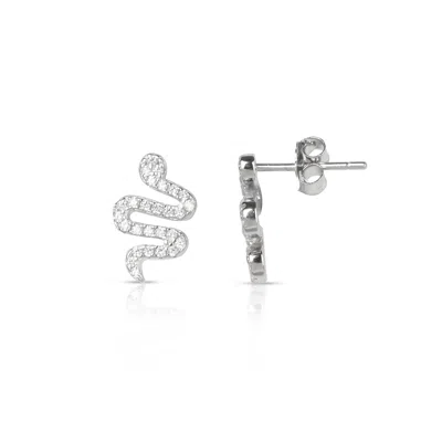 Ep Designs Women's Silver Snake Stud Earring