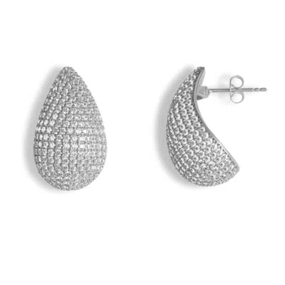 Ep Designs Women's Silver Teardrop Earring -stone