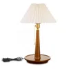 EP LIGHT WALNUT TABLE LAMP WITH EMPIRE LAMP SHADE