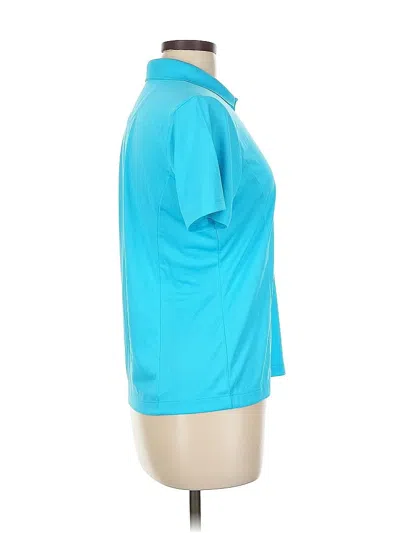 Pre-owned Ep Pro Short Sleeve Top Teal Mock Neckline Tops In Blue
