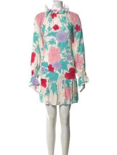 Pre-owned Ephemera Floral Print Mini Dress In White