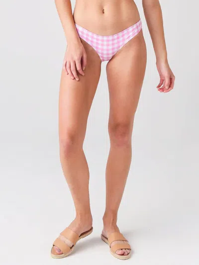 Ephemera Gingham Classic Hipster Bikini Bottom In Geranium Gingham In Pink