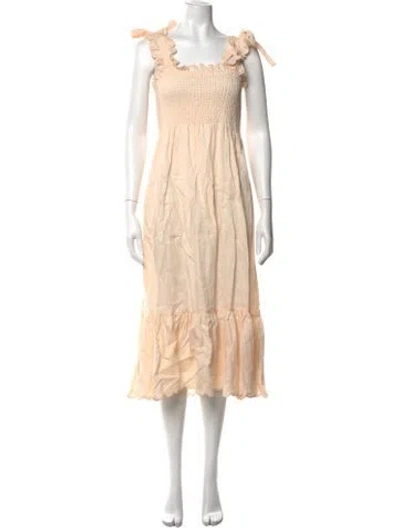 Pre-owned Ephemera Linen Midi Length Dress In Neutrals
