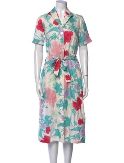 Pre-owned Ephemera Linen Midi Length Dress In White