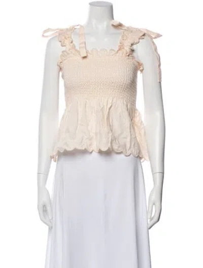 Pre-owned Ephemera Linen Square Neckline Top In Neutral