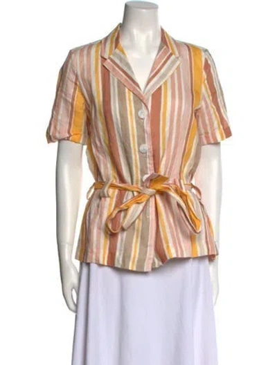 Pre-owned Ephemera Linen Striped Button-up Top In Neutral