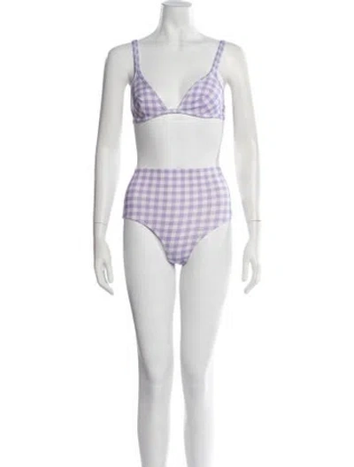 Pre-owned Ephemera Plaid Print Bikini In White