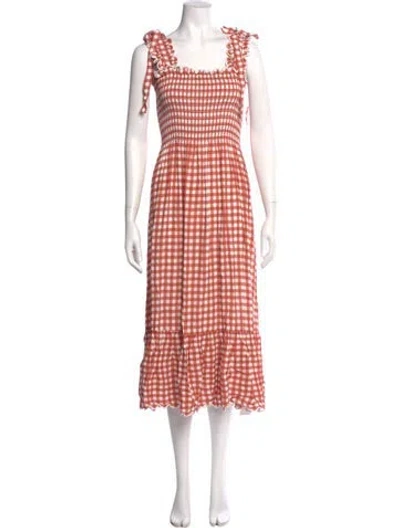 Pre-owned Ephemera Plaid Print Long Dress In Orange
