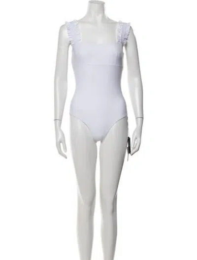 Pre-owned Ephemera Ruffle Embellishment One-piece W/ Tags In White