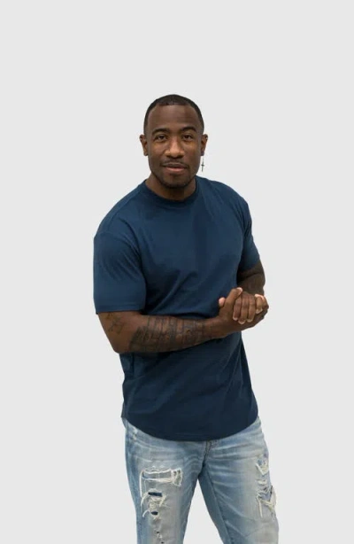 Epic Fits Curved Hem Crew Neck T-shirt In Slate Blue
