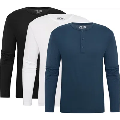 Epic Fits Long Sleeve Henley 3 Pack In Multi