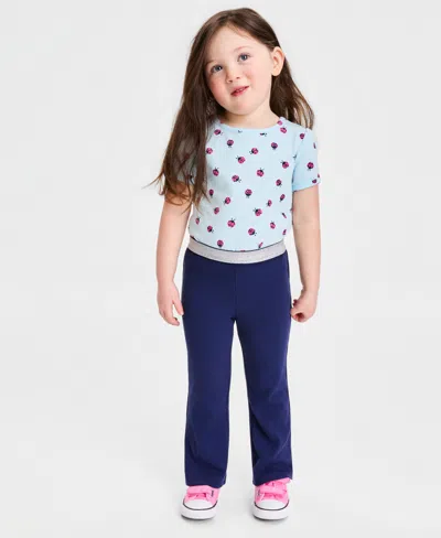 Epic Threads Kids' Baby And Toddler Girls Glitter-waist Ribbed Flare Pants, Macy's Exclusive In Blue