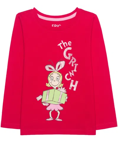 Epic Threads Kids' Baby And Toddler Girls' Grinch Glitter Long-sleeve Tee, Macy's Exclusive In Red