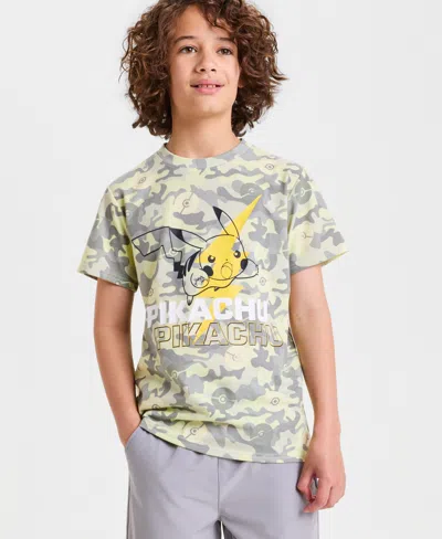 Epic Threads Kids' Big Boys Pikachu Bolt Camo T-shirt, Macy's Exclusive In Gray
