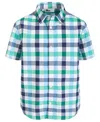 EPIC THREADS BIG BOYS SHORT-SLEEVE COTTON CHECKERED SHIRT, CREATED FOR MACY'S