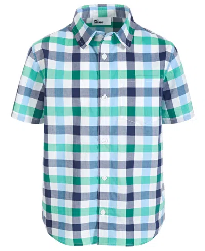 Epic Threads Kids' Big Boys Short-sleeve Cotton Checkered Shirt, Created For Macy's In Medieval Blue