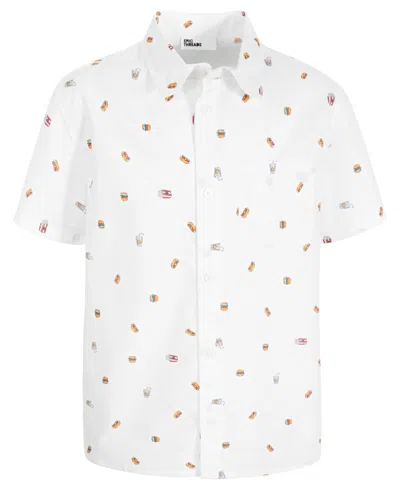 Epic Threads Kids' Toddler & Little Boys Short-sleeve Cotton Foodie Icon-print Shirt, Created For Macy's In Bright White
