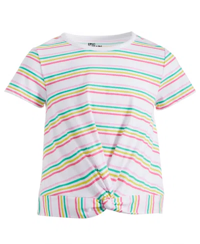 Epic Threads Big Girls Amelie Striped Twist-front Top, Created For Macy's In Bright White