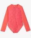 Epic Threads Big Girls Beachy Check Zip-up, Long-sleeve Rash Guard, Exclusively At Macy's In Razzle Pink