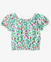 Epic Threads Kid Girl Berry-print Smocked Puff-sleeve Top, Exclusively At Macy's In Bright Whi