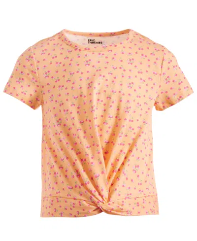 Epic Threads Big Girls Cherry-print Twist-front Top, Created For Macy's In Peach Foam