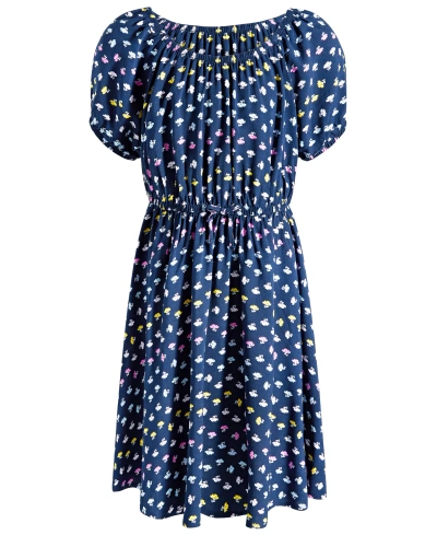 Epic Threads Big Girls Daisy Stripe Printed Peasant Dress, Created For Macy's In Medieval Blue