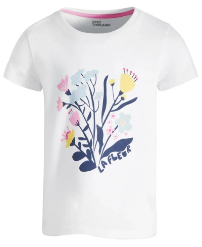 Epic Threads Big Girls Floral Graphic T-shirt, Created For Macy's In Bright White