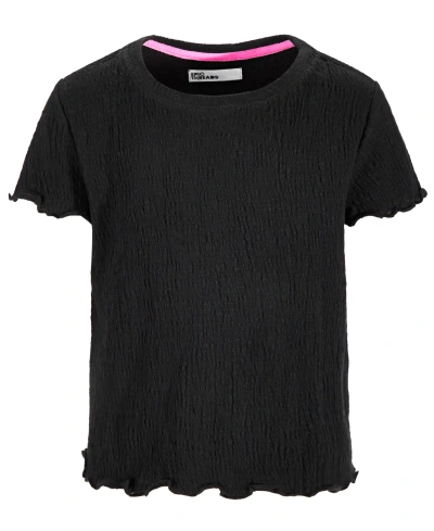 Epic Threads Big Girls Solid-color Textured T-shirt, Created For Macy's In Deep Black