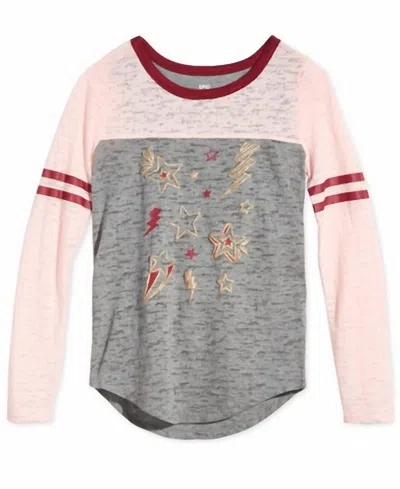 Epic Threads Kids' Big Girls Star Print Long Sleeve T-shirt In Pink/gray In Multi