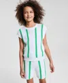 Epic Threads Big Girls Striped Crochet Knit Top, Exclusively At Macy's In Bright Whi