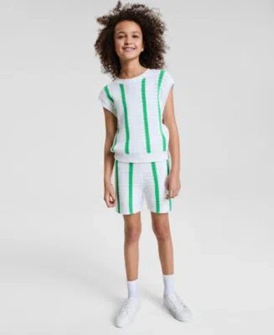 EPIC THREADS BIG GIRLS STRIPED CROCHET KNIT TOP SHORTS EXCLUSIVELY AT MACYS