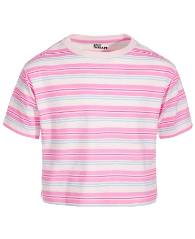 Epic Threads Big Girls Varsity Striped T-shirt, Created For Macy's In Barely Pink