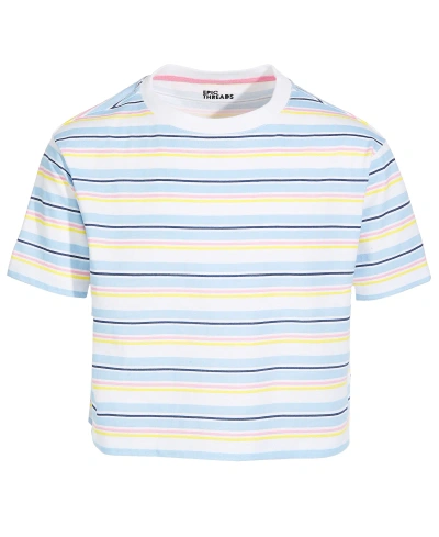 Epic Threads Big Girls Varsity Striped T-shirt, Created For Macy's In Bright White