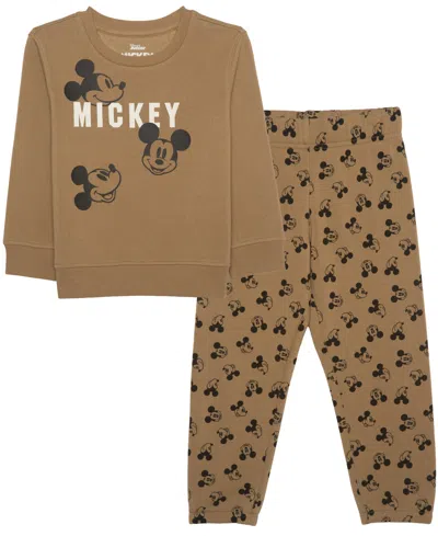 Epic Threads Kids' Boys' 12m-5t Mickey Mouse Long-sleeve Sweatshirt And Elastic-waist Pants, 2-piece Set, Macy's Exclus In Brown