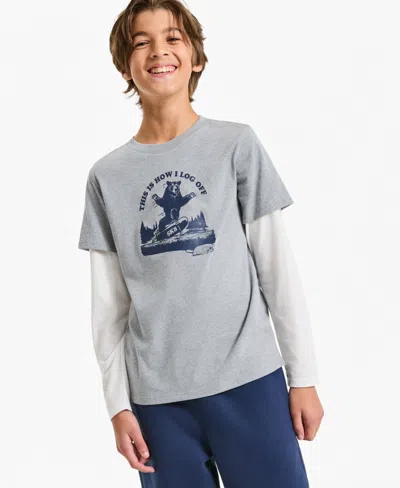 Epic Threads Kids' Boys' 4-20 Bear Skate Long-sleeve Graphic T-shirt, Macy's Exclusive In Gray