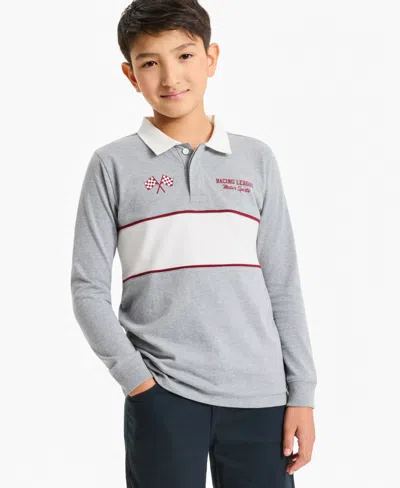 Epic Threads Kids' Boys' 4-20 Color Block Rugby Long-sleeve Polo Pullover, Macy's Exclusive In Gray