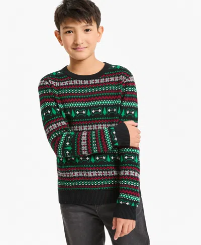 Epic Threads Kids' Boys' 4-20 Long-sleeve Holiday Cotton-blend Sweater, Macy's Exclusive In Black