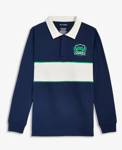 Epic Threads Kids' Boys' 4-20 Long-sleeve Rugby Sweater, Macy's Exclusive In Navy Nauti