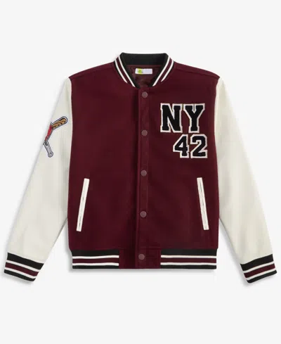 Epic Threads Kids' Boys' 4-20 Nyc Varsity Bomber Jacket, Macy's Exclusive In Burgundy