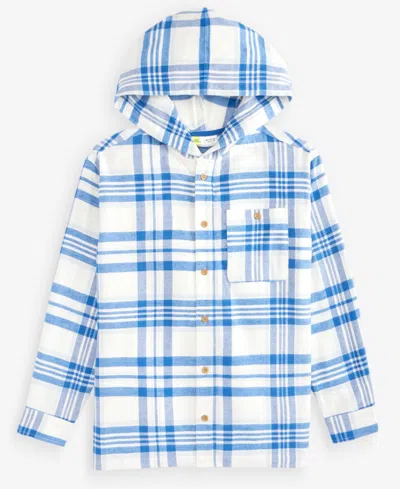Epic Threads Kids' Boys' 4-20 Plaid Hooded Flannel Jacket, Macy's Exclusive In Blue